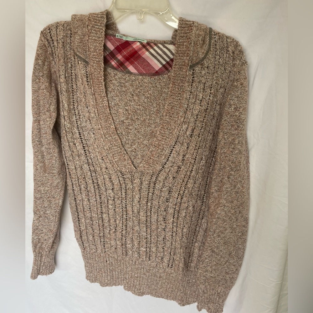 Pink Multi-tone Knit Hooded Sweater